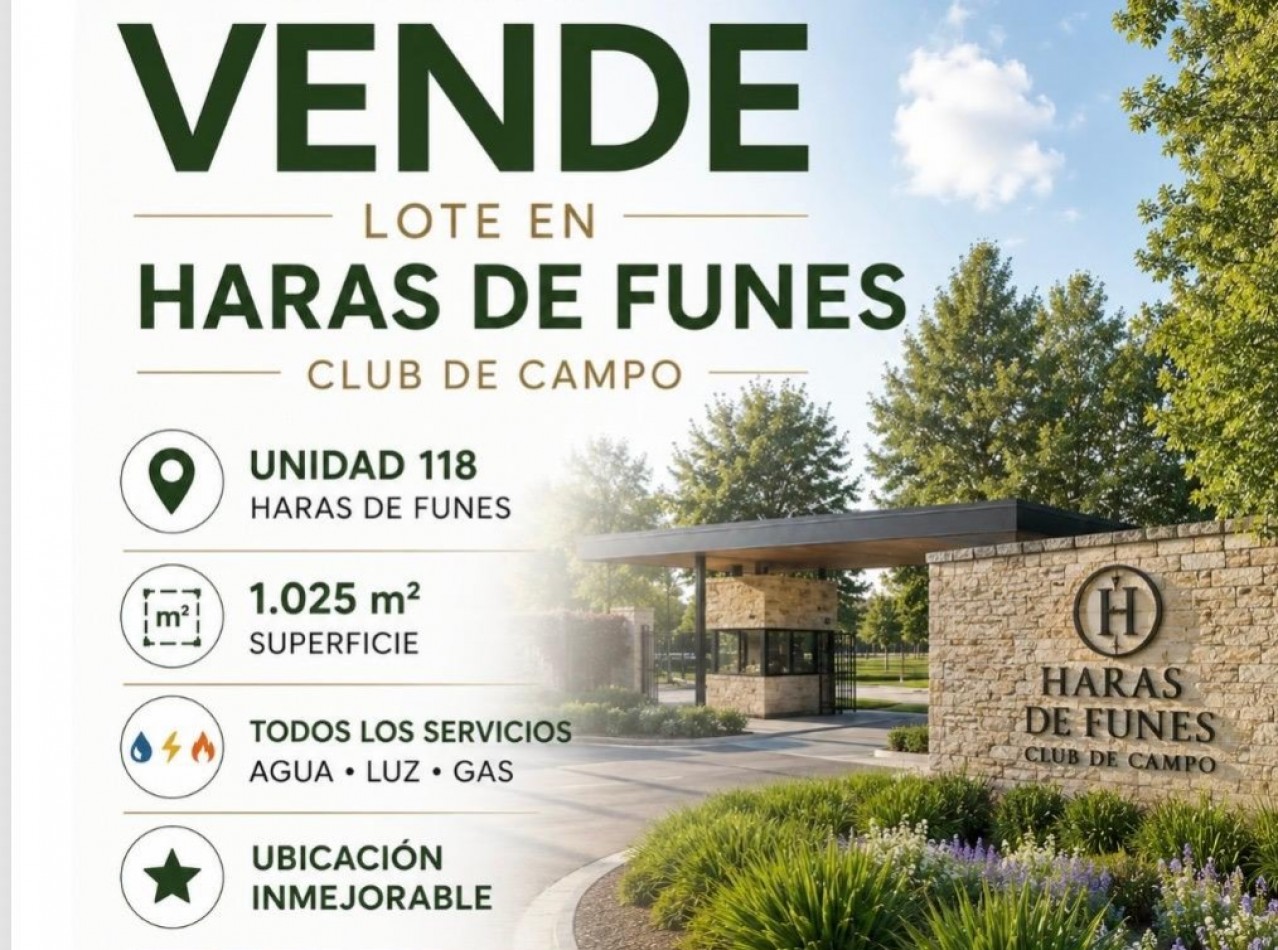 TERRENO UBICADO EN BARRIO CERRADO HARAS DE FUNES
